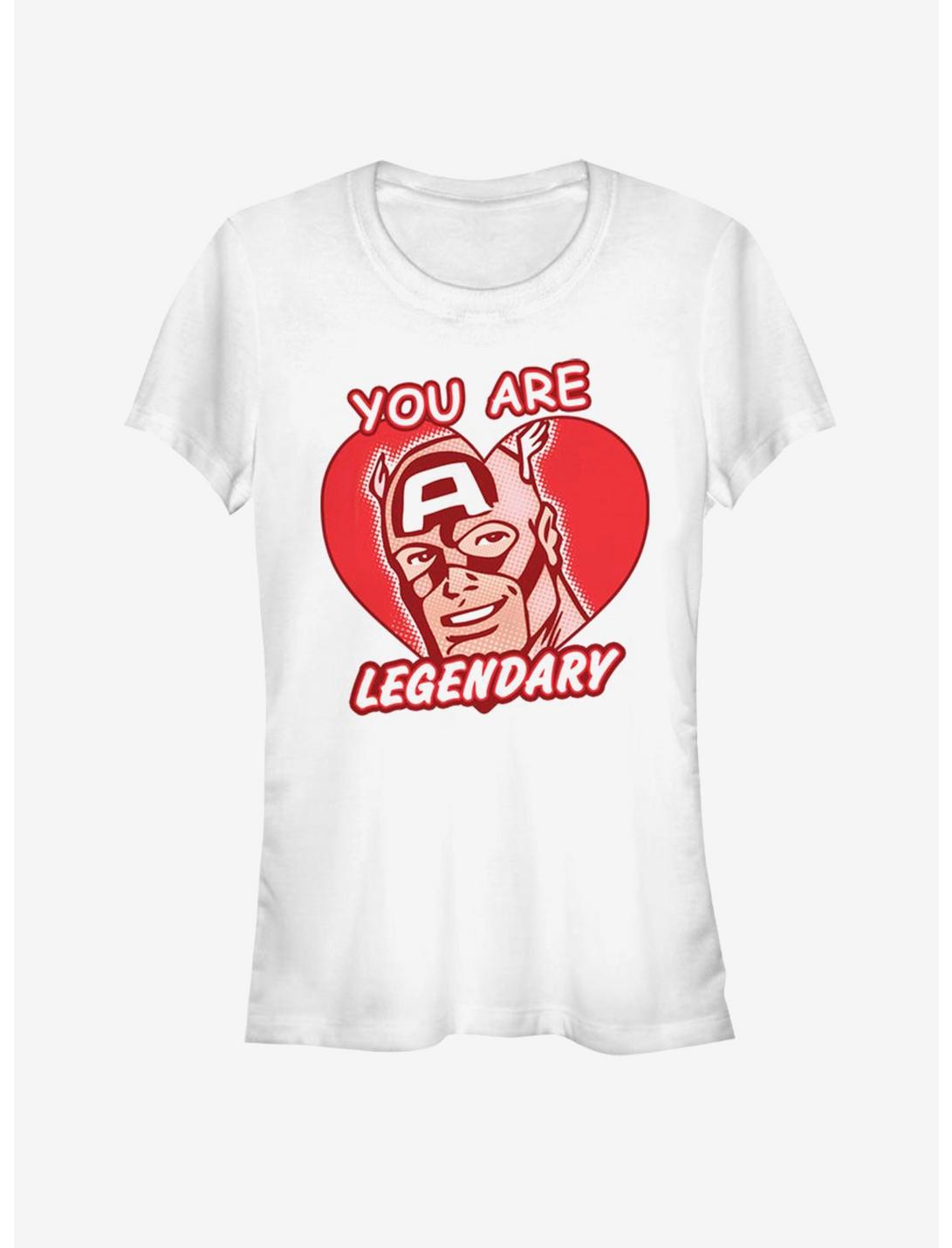 Marvel Captain America Legendary Heart Girls T-Shirt, WHITE, hi-res