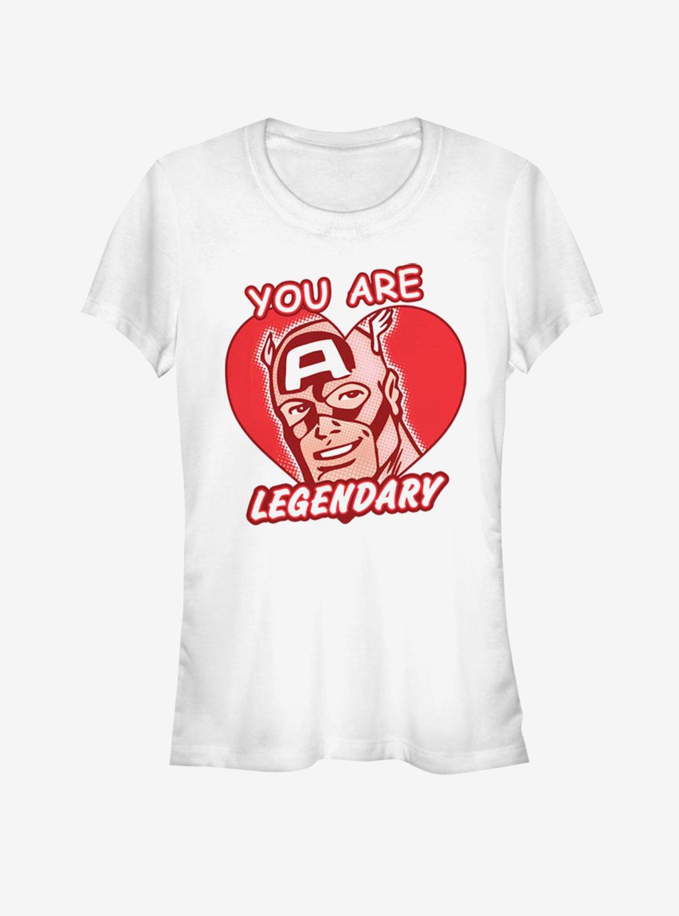 Marvel Captain America Legendary Heart Girls T-Shirt, WHITE, hi-res