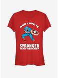 Marvel Captain America Strong Love Valentine Girls T-Shirt, RED, hi-res