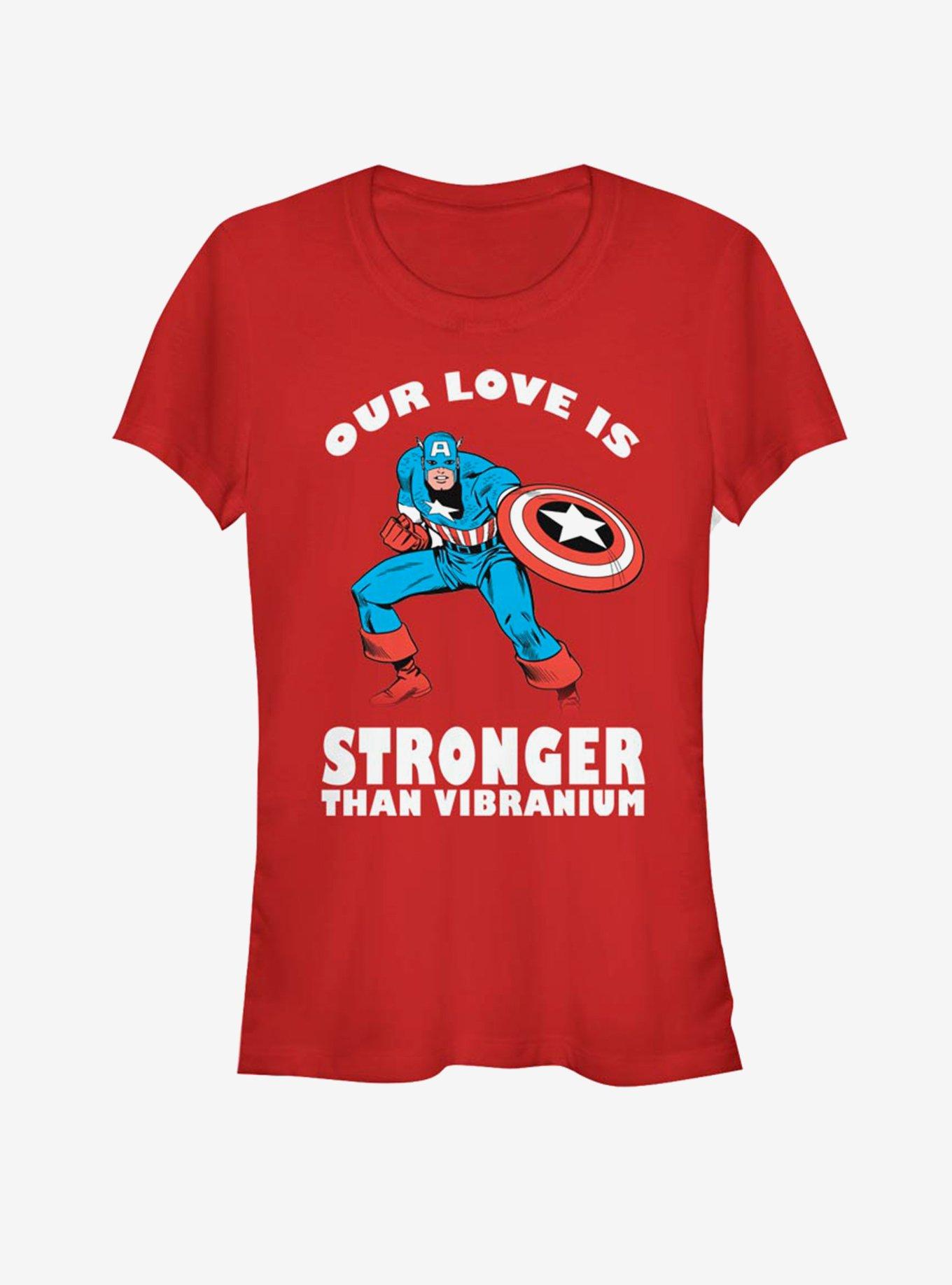 Marvel Captain America Strong Love Valentine Girls T-Shirt, RED, hi-res