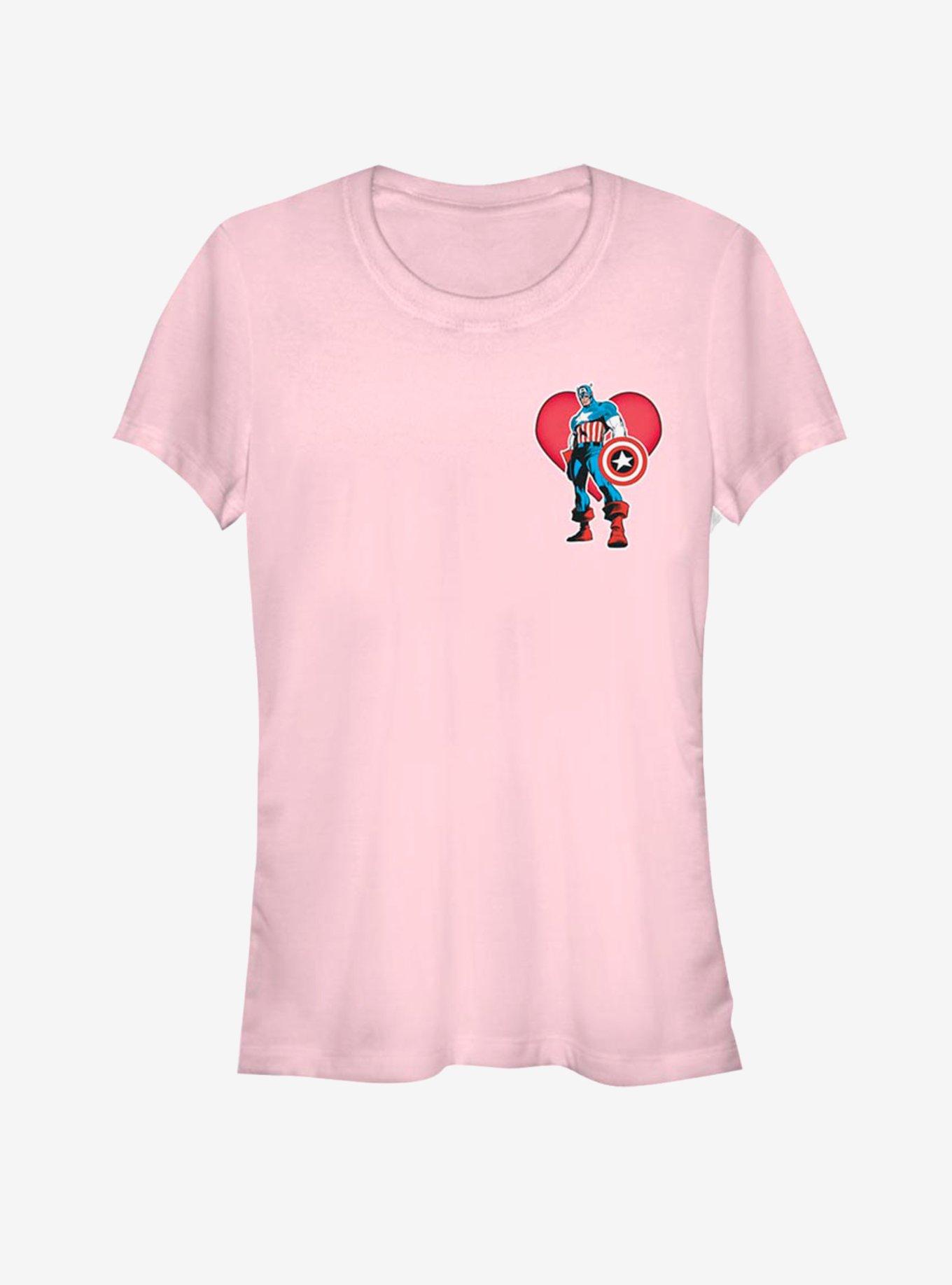 Marvel Captian America Heart Pocket Girls T-Shirt