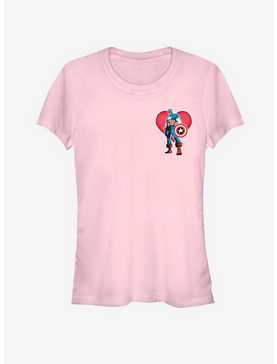 Marvel Captian America Heart Pocket Girls T-Shirt, , hi-res