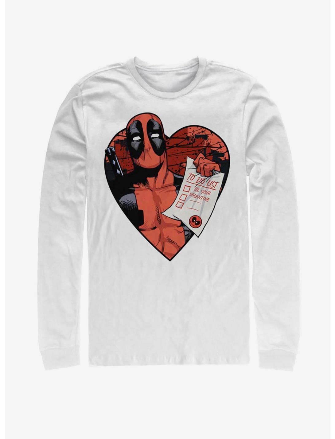 Marvel Deadpool Love List Valentine Long-Sleeve T-Shirt, WHITE, hi-res