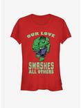 Marvel Hulk Smashing Love Valentine Girls T-Shirt, RED, hi-res