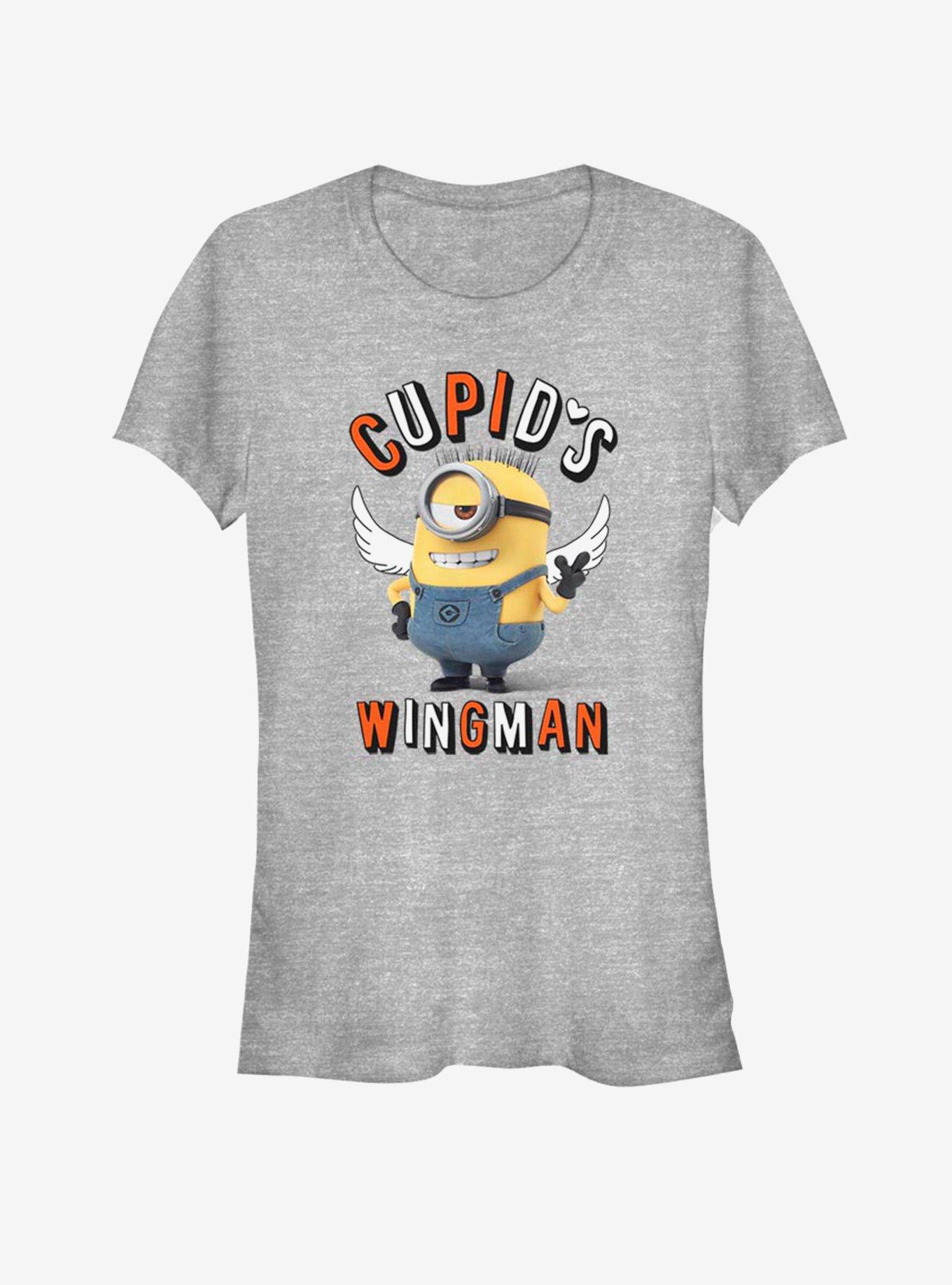 Minion Cupid's Wingman Valentine Girls T-Shirt, ATH HTR, hi-res
