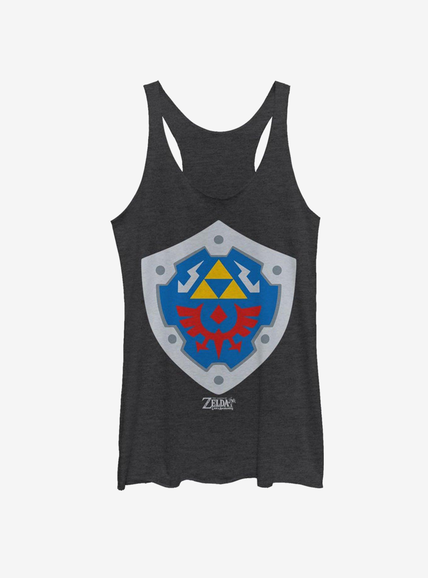 Nintendo The Legend of Zelda: Link's Awakening Hylian Shield Womens Tank Top, BLK HTR, hi-res