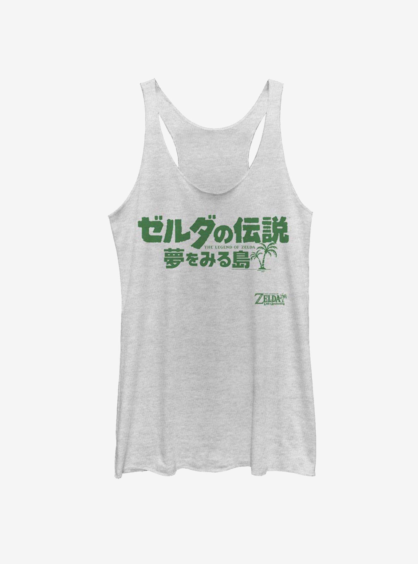 Nintendo The Legend of Zelda: Link's Awakening Japanese Logo Womens Tank Top, WHITE HTR, hi-res