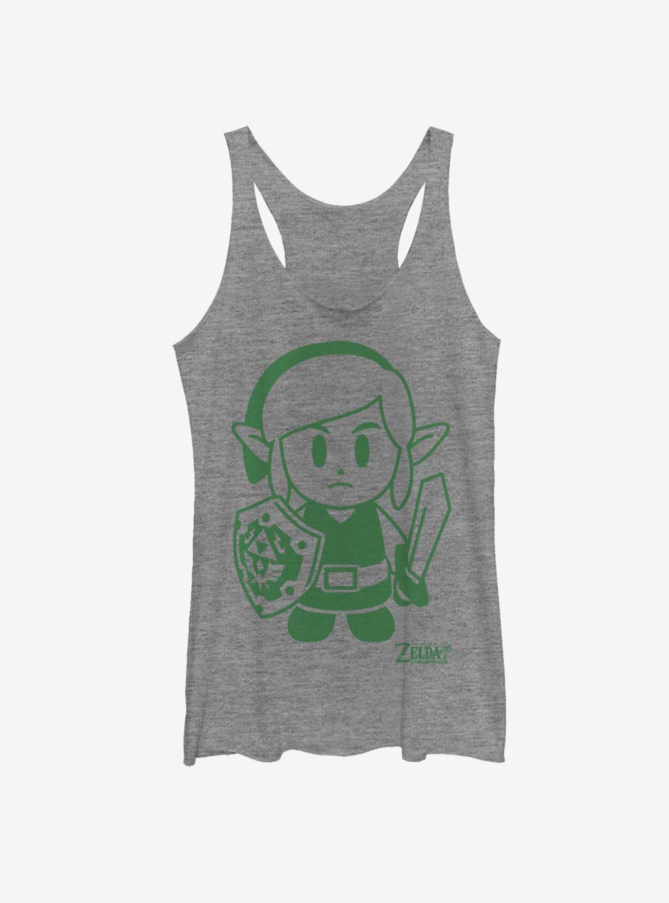 Nintendo The Legend of Zelda: Link's Awakening Link Avatar Outline Womens Tank Top, GRAY HTR, hi-res