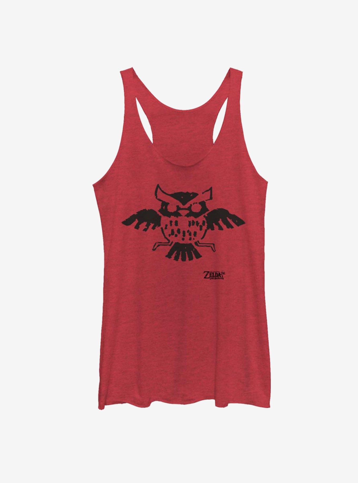 Nintendo The Legend of Zelda: Link's Awakening Owl Glyph Womens Tank Top, RED HTR, hi-res
