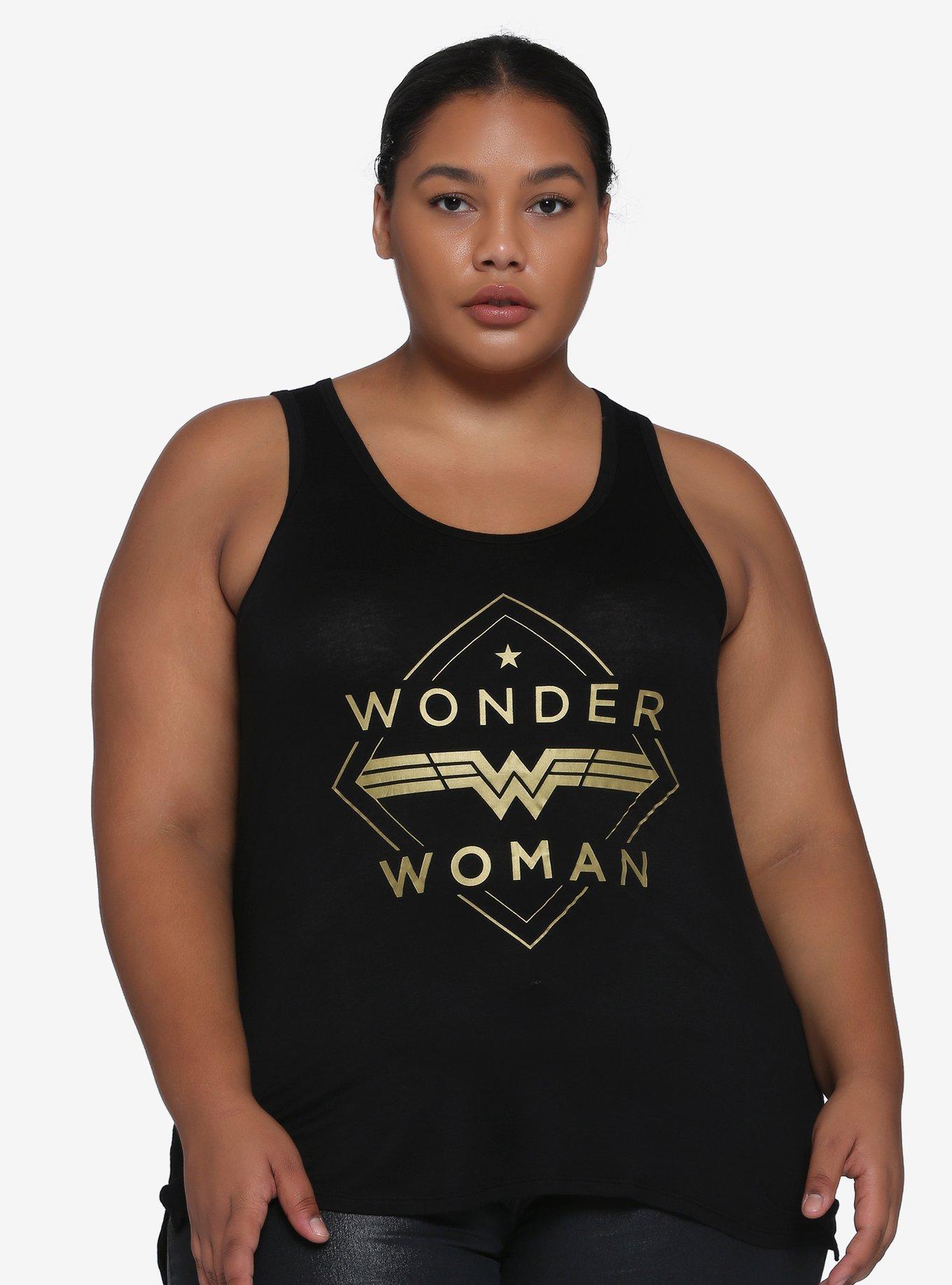 Her Universe DC Comics Wonder Woman 1984 Wing Mesh Back Girls Tank Top Plus Size, GOLD, hi-res