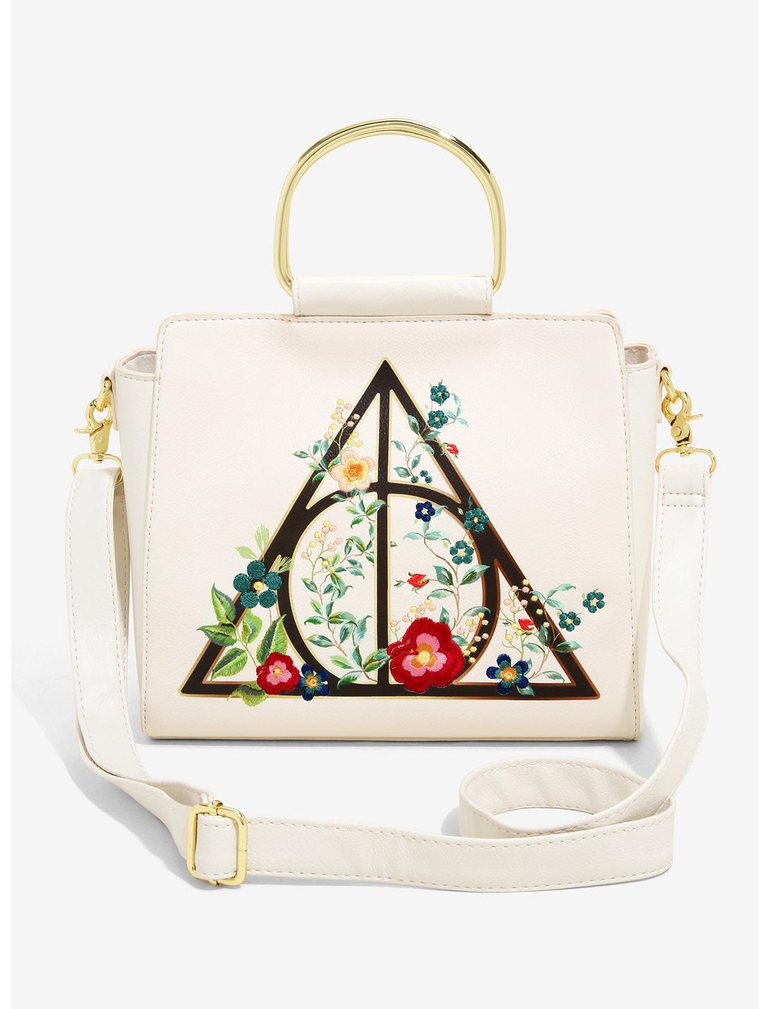 Loungefly Harry Potter Deathly Hallows Floral Handbag - BoxLunch Exclusive, , hi-res