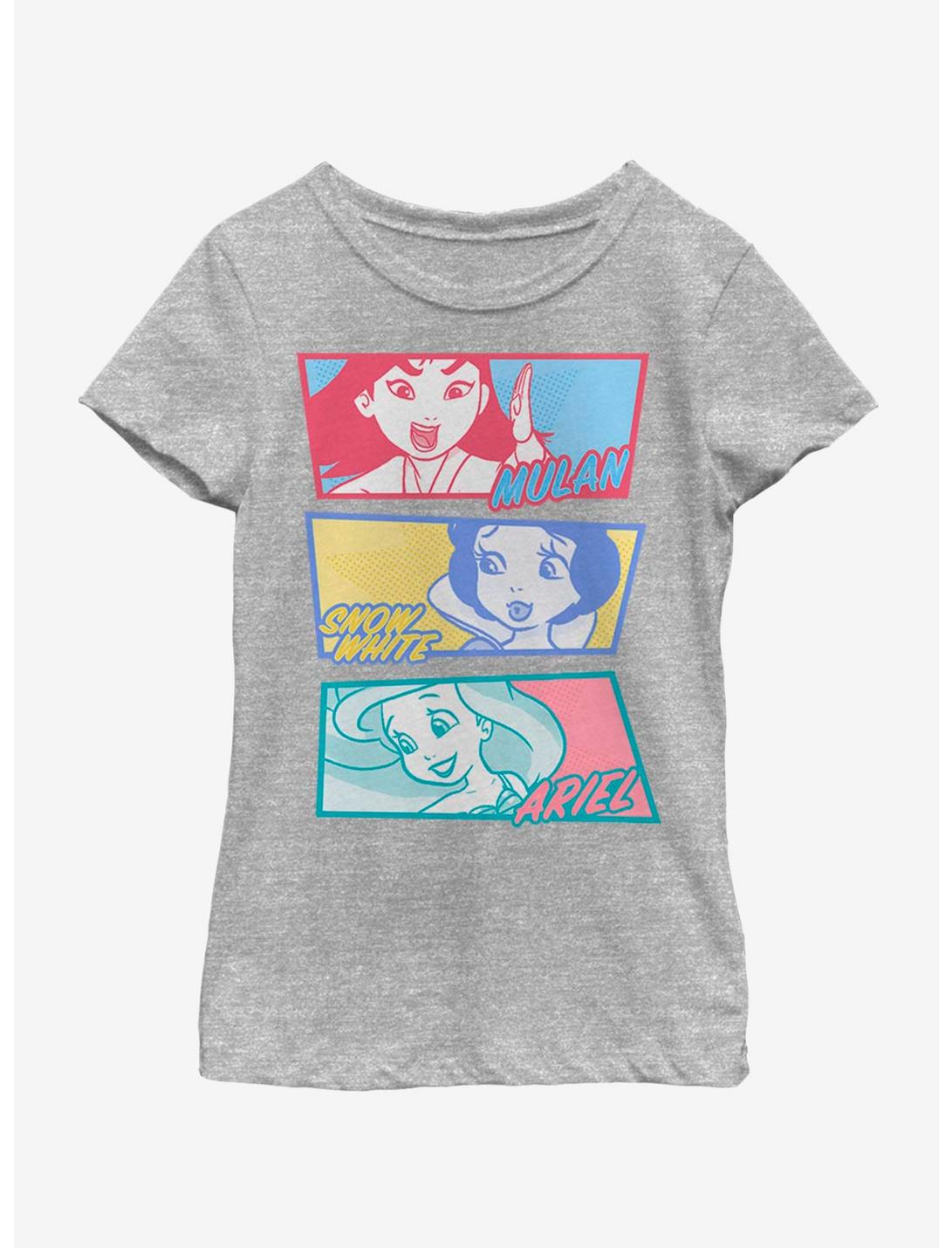 Disney Princesses Comic Panels Youth Girls T-Shirt, ATH HTR, hi-res