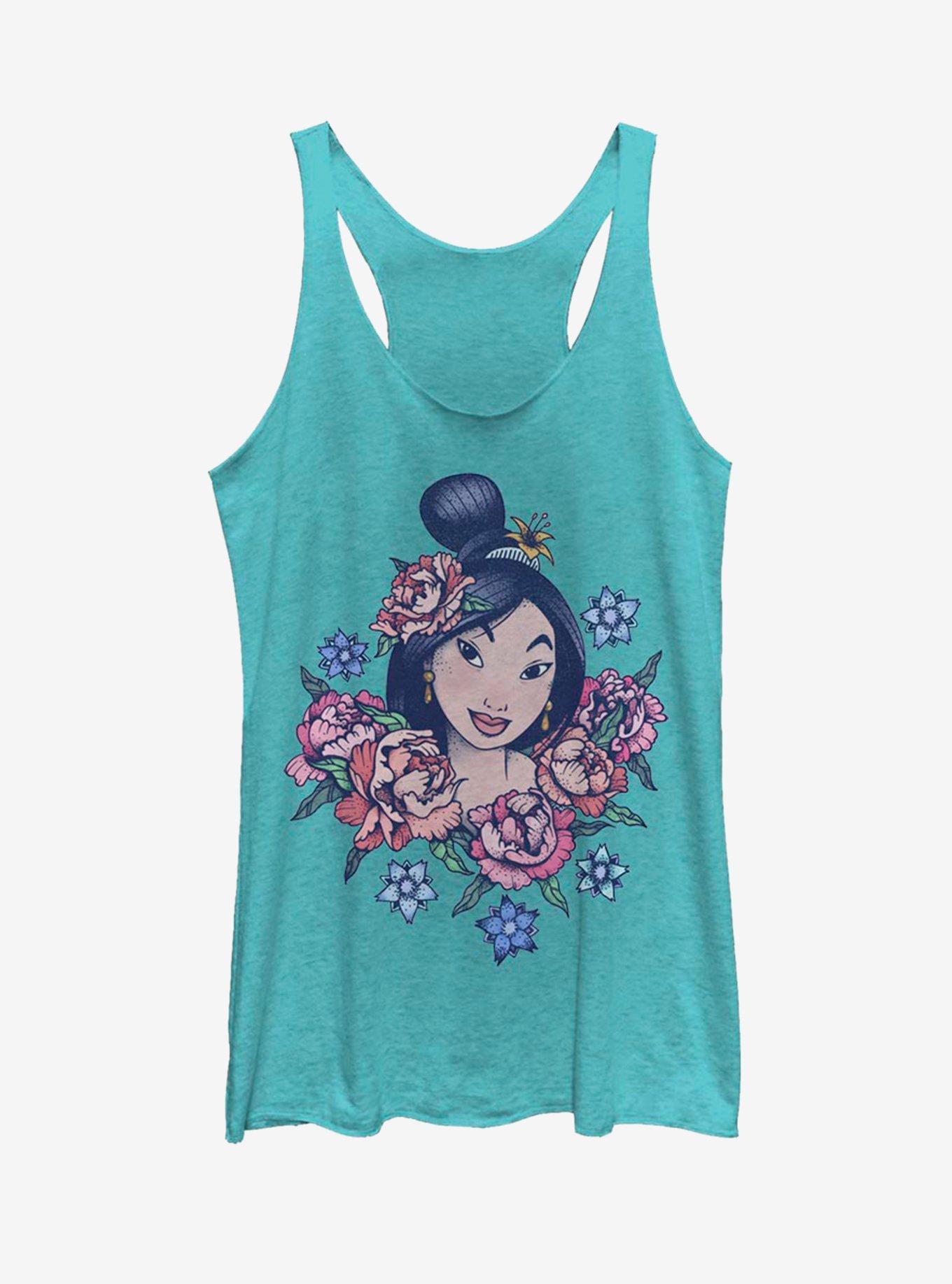 Disney Mulan Floral Portrait Girls Tank, TAHI BLUE, hi-res