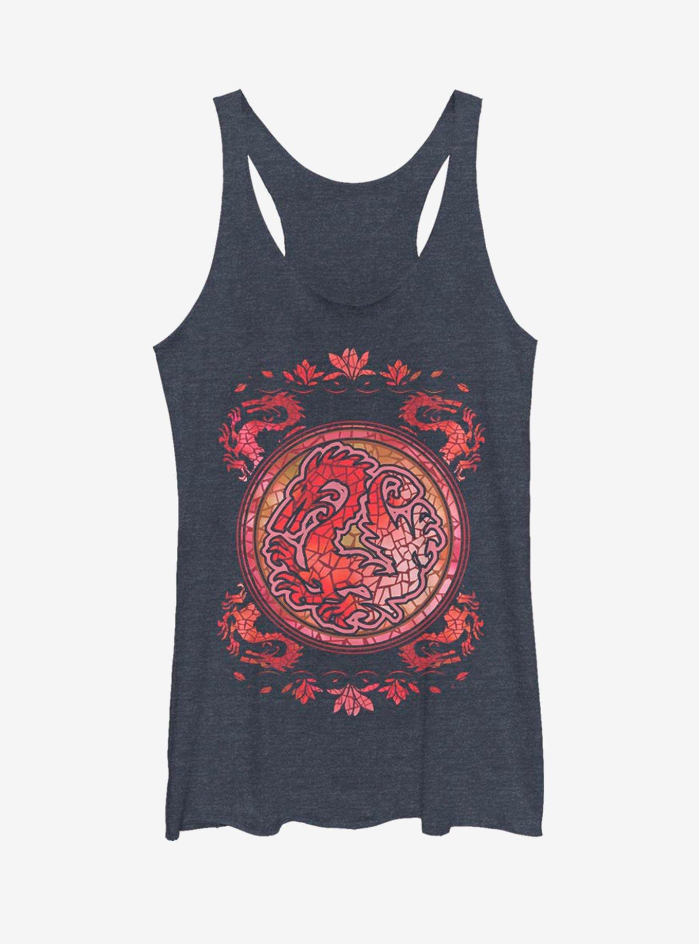 Disney Mulan Mushu Stained Glass Girls Tank, NAVY HTR, hi-res