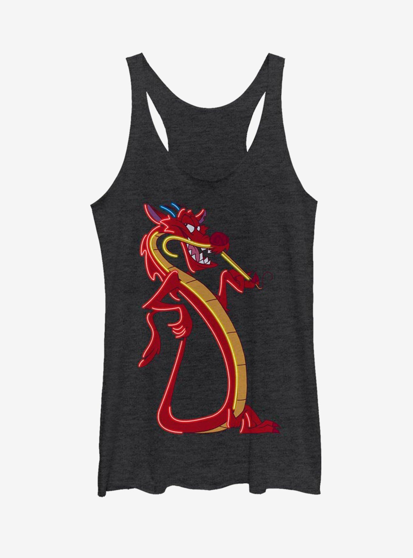 Disney Mulan Red Glow Mushu Girls Tank, BLK HTR, hi-res