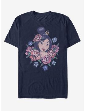 Disney Mulan Floral Portrait T-Shirt, NAVY, hi-res