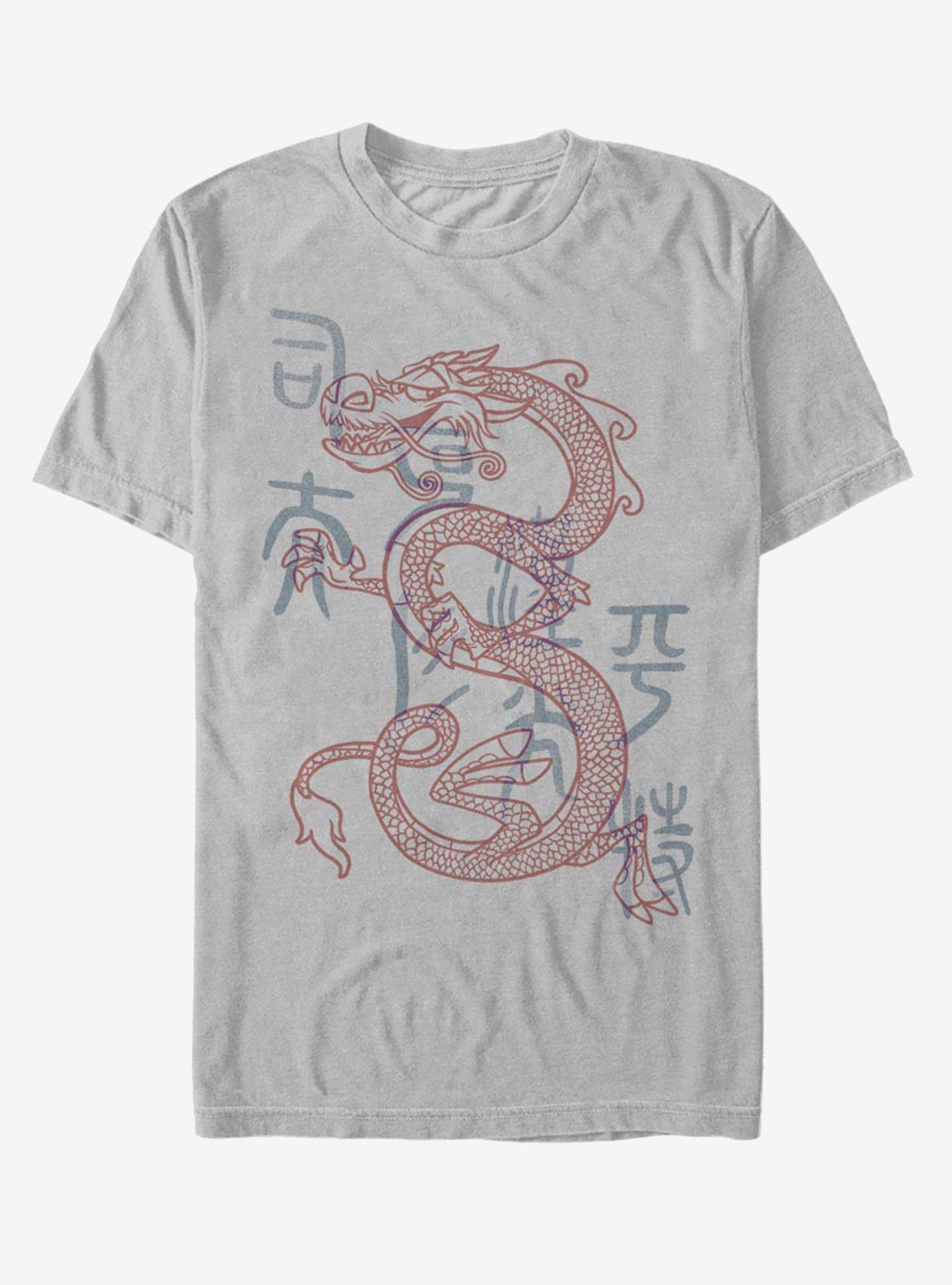 Disney Mulan Mushu Dragon Outline T-Shirt, SILVER, hi-res