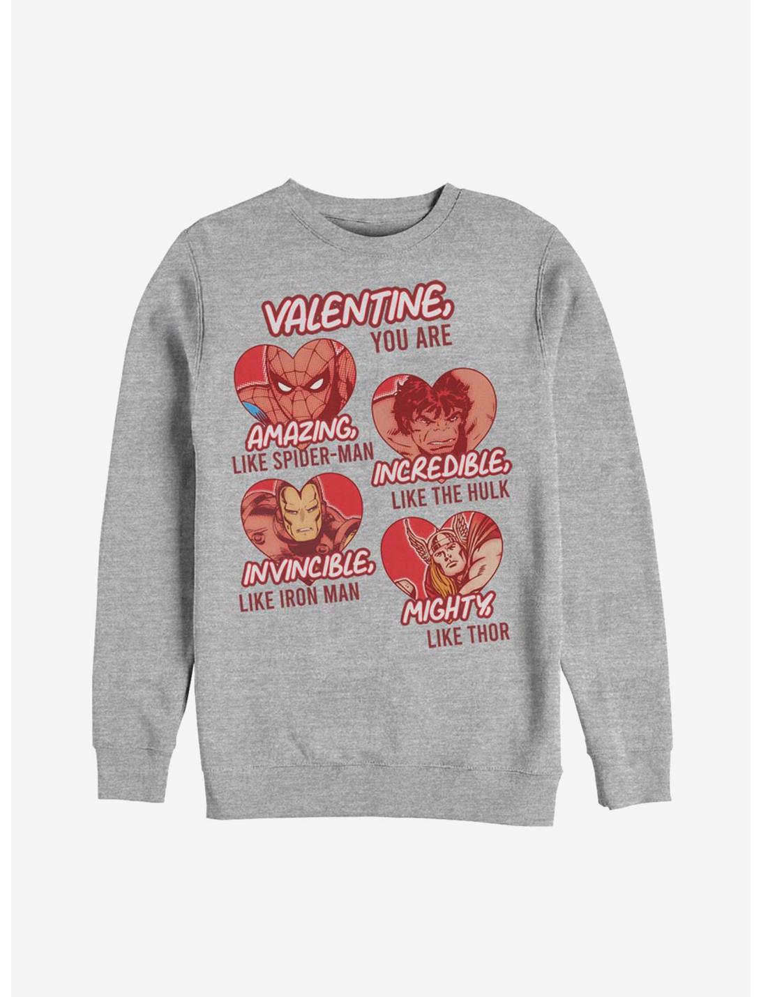 Marvel Avengers Valentine You Are Marvel Sweatshirt, ATH HTR, hi-res