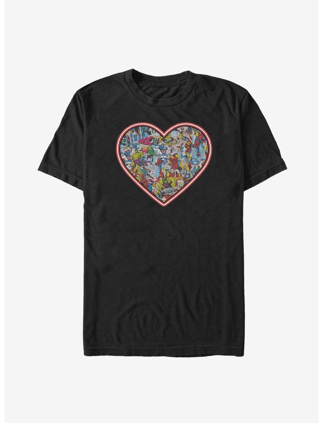 Marvel Avengers Marvel Comic Heart T-Shirt, BLACK, hi-res