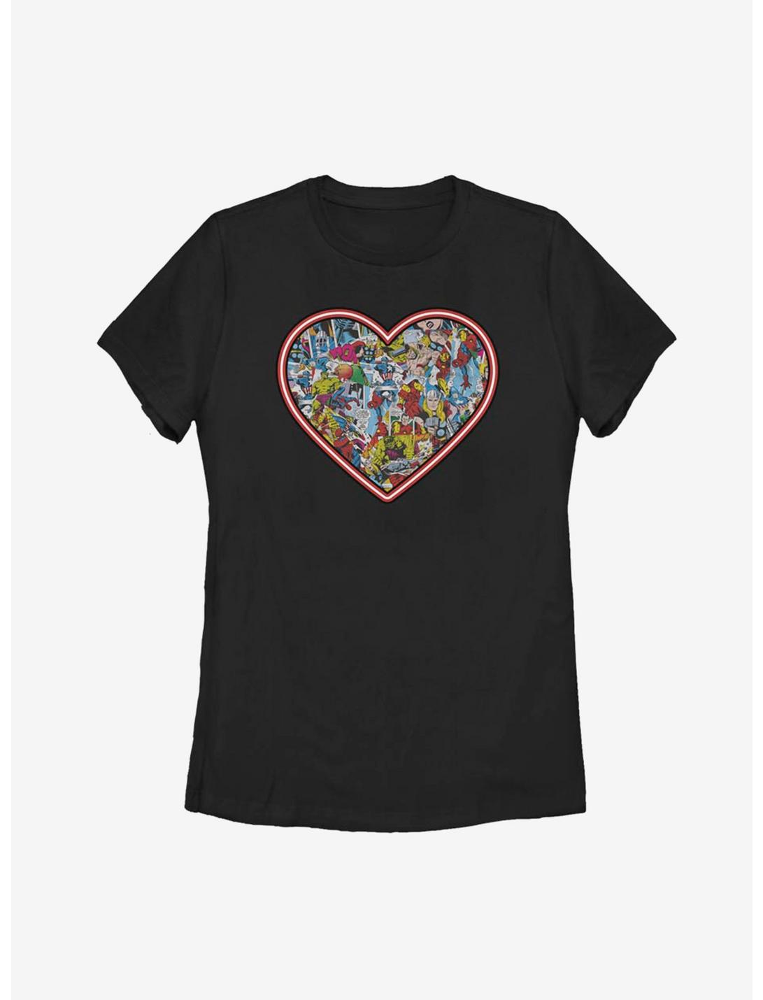 Marvel Avengers Marvel Comic Heart Womens T-Shirt, BLACK, hi-res