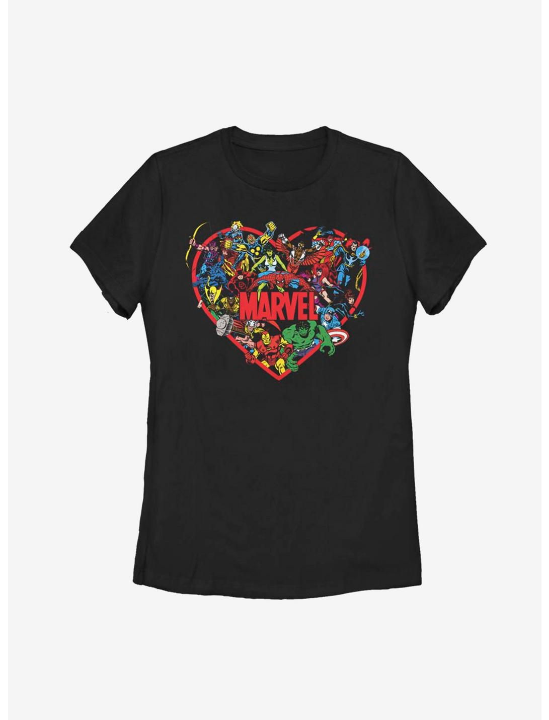 Marvel Avengers Marvel Hero Heart Womens T-Shirt, BLACK, hi-res