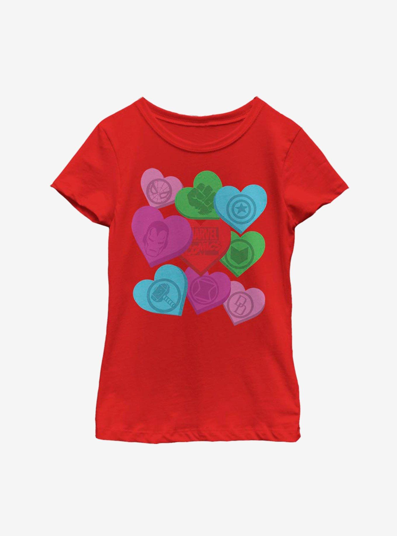 Marvel Avengers Candy Hearts Youth Girls T-Shirt, , hi-res