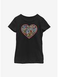 Marvel Avengers Marvel Comic Heart Youth Girls T-Shirt, BLACK, hi-res
