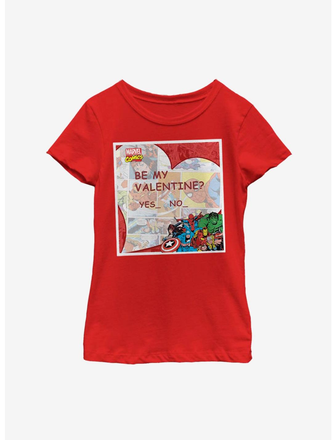 Marvel Avengers Valentine Youth Girls T-Shirt, RED, hi-res