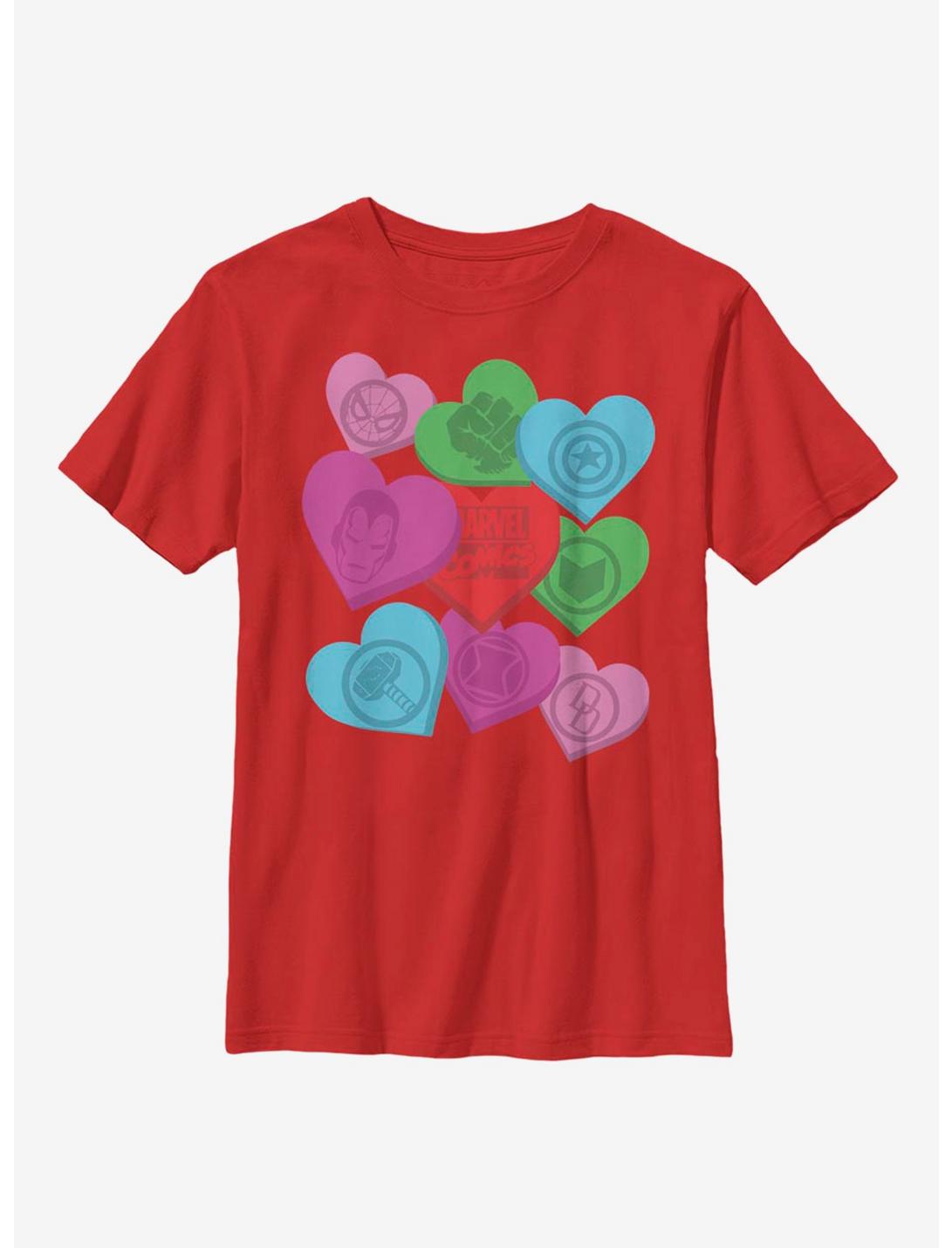 Marvel Avengers Candy Hearts Youth T-Shirt, RED, hi-res