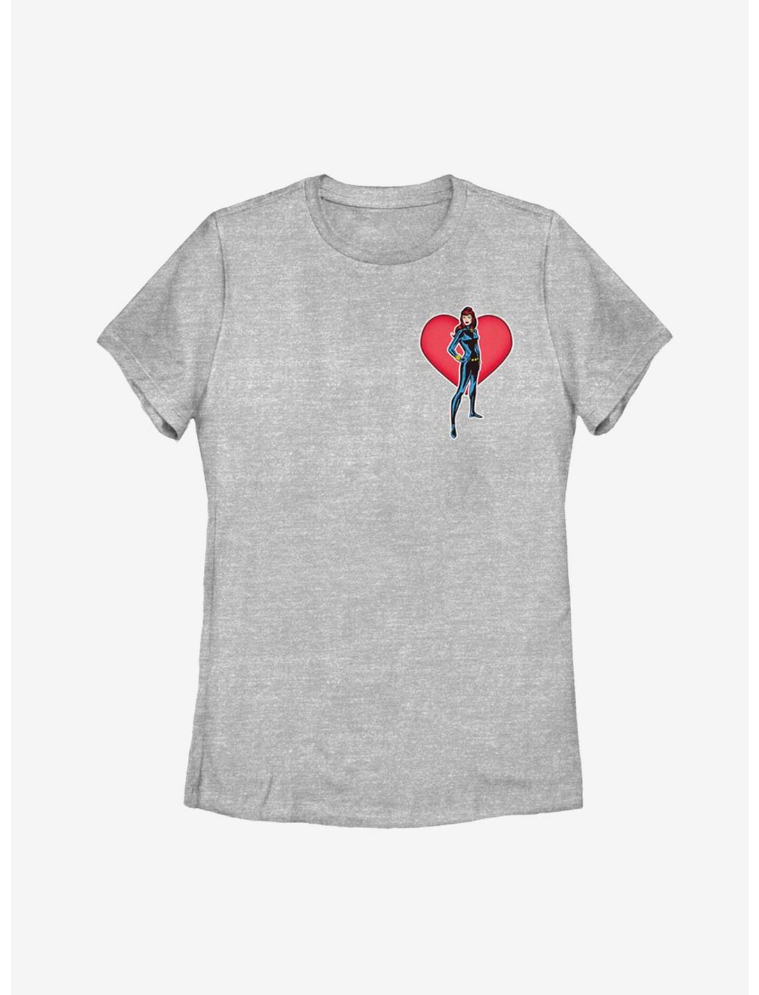 Marvel Black Widow Heart Womens T-Shirt, ATH HTR, hi-res
