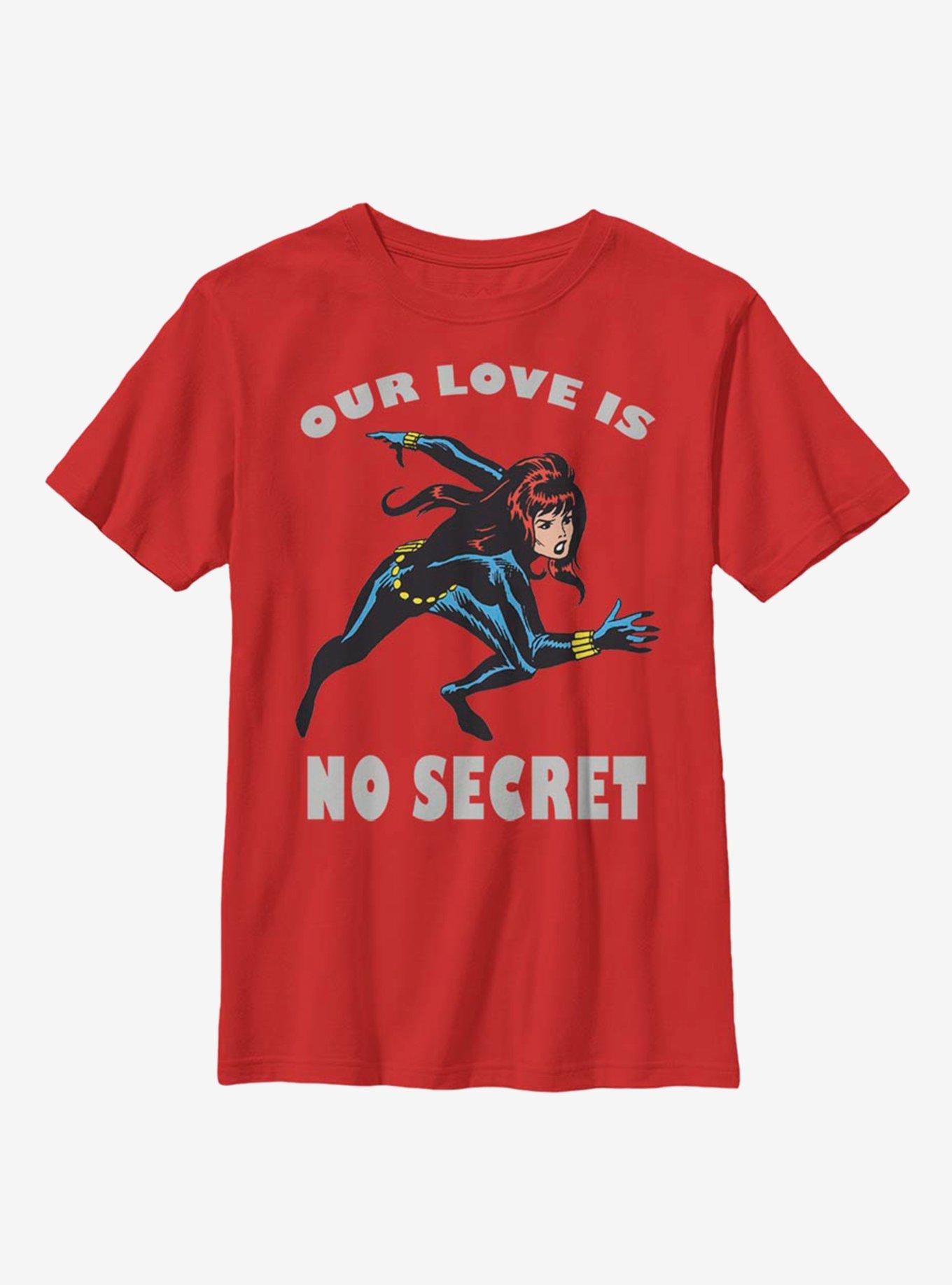 Marvel Black Widow No Secret Love Youth T-Shirt, RED, hi-res