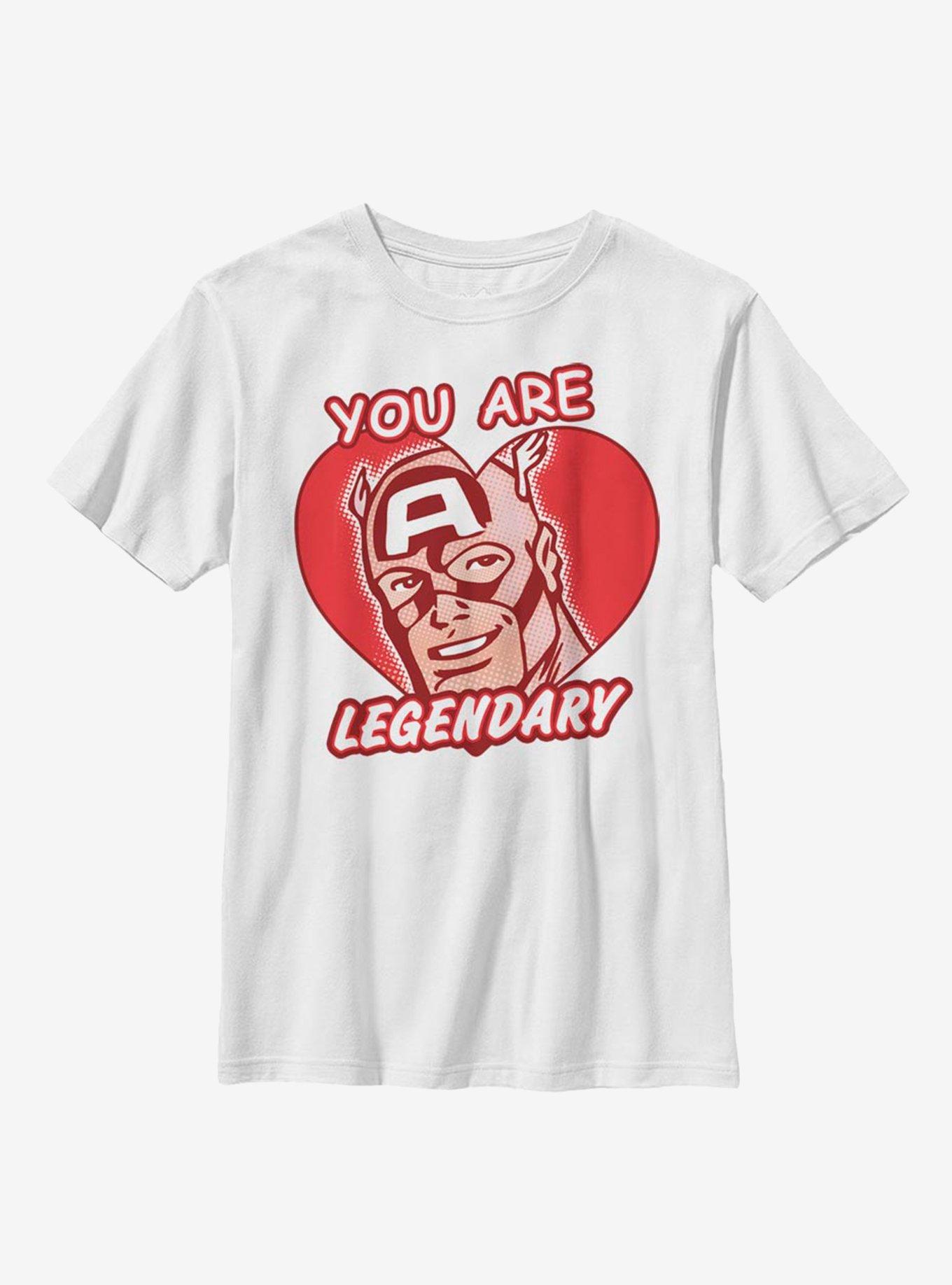 Marvel Captain America Legendary Heart Youth T-Shirt, WHITE, hi-res