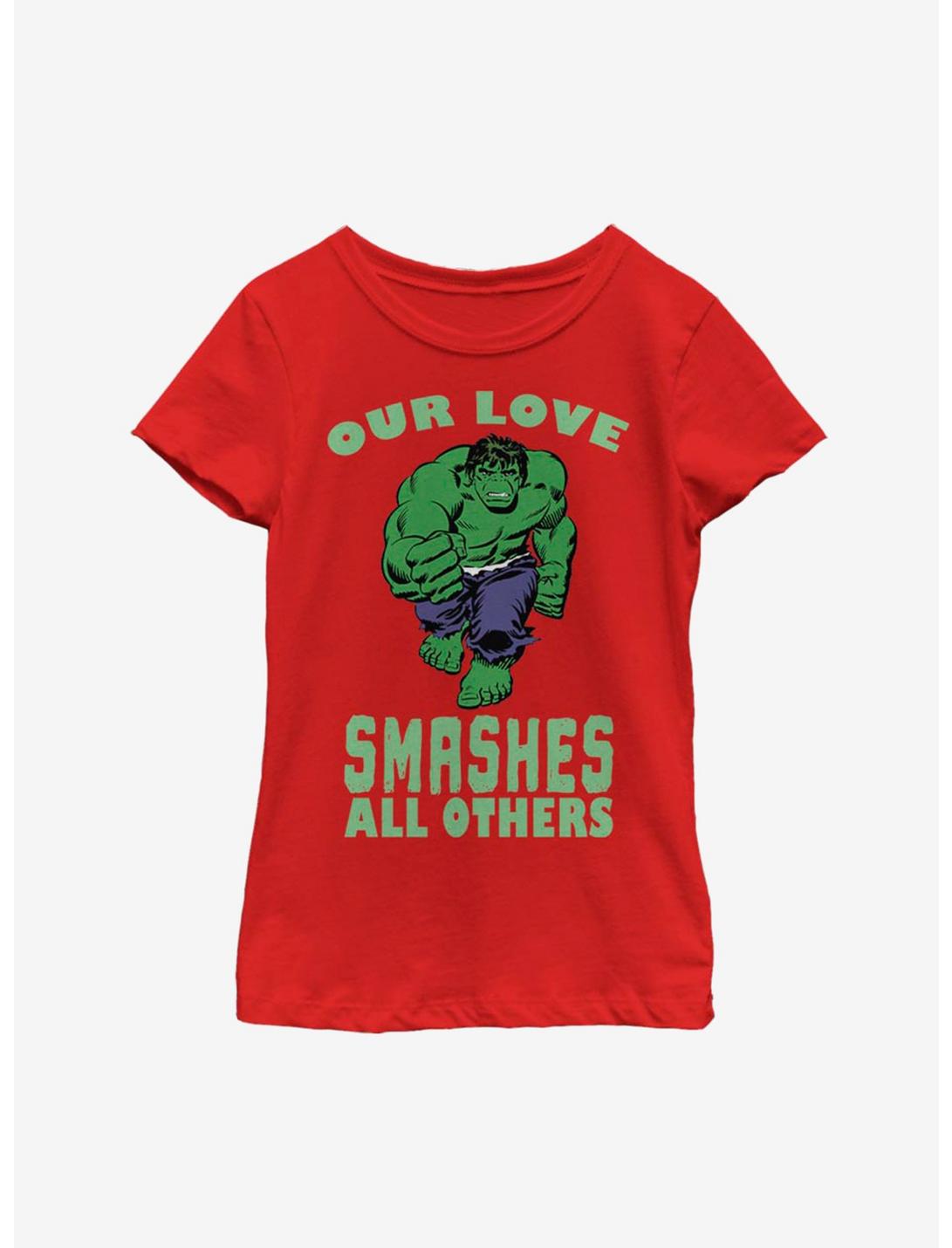 Marvel Hulk Smashing Love Youth Girls T-Shirt, RED, hi-res