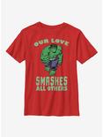 Marvel Hulk Smashing Love Youth T-Shirt, RED, hi-res
