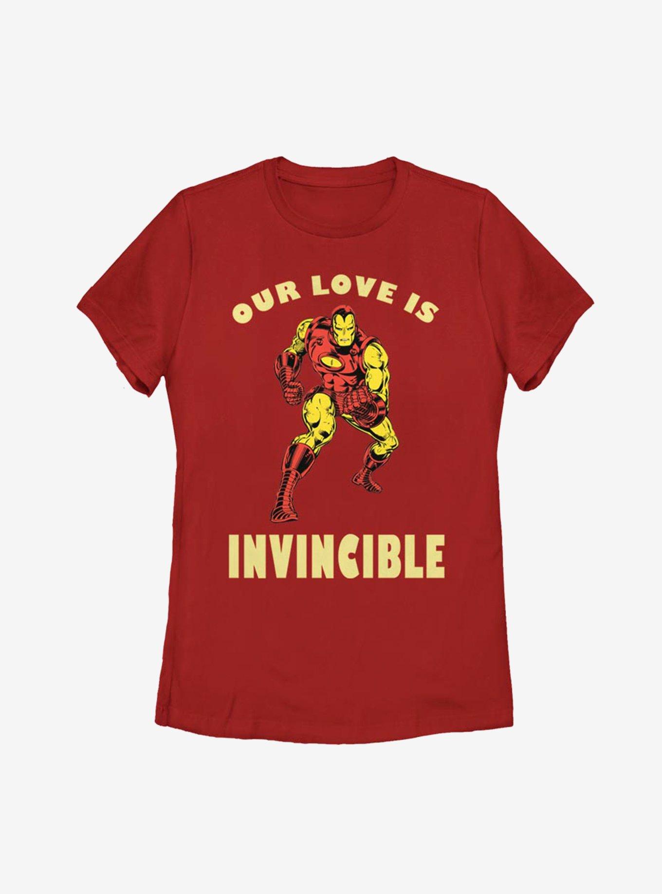Marvel Iron Man Invincible Love Womens T-Shirt, RED, hi-res