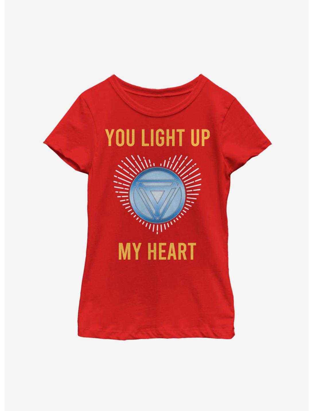 Marvel Iron Man Light Up My Heart Youth Girls T-Shirt, RED, hi-res