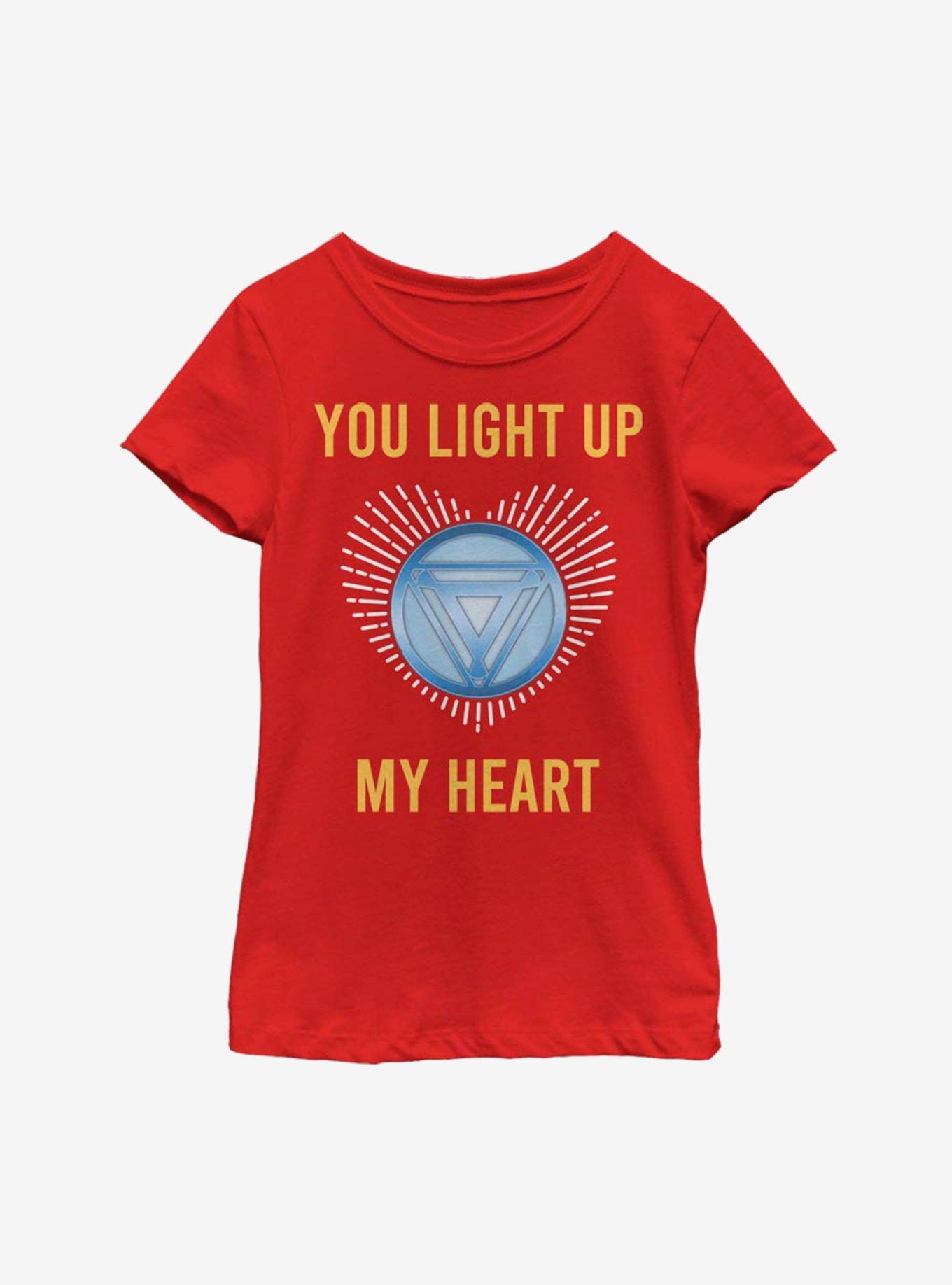 Marvel Iron Man Light Up My Heart Youth Girls T-Shirt, , hi-res