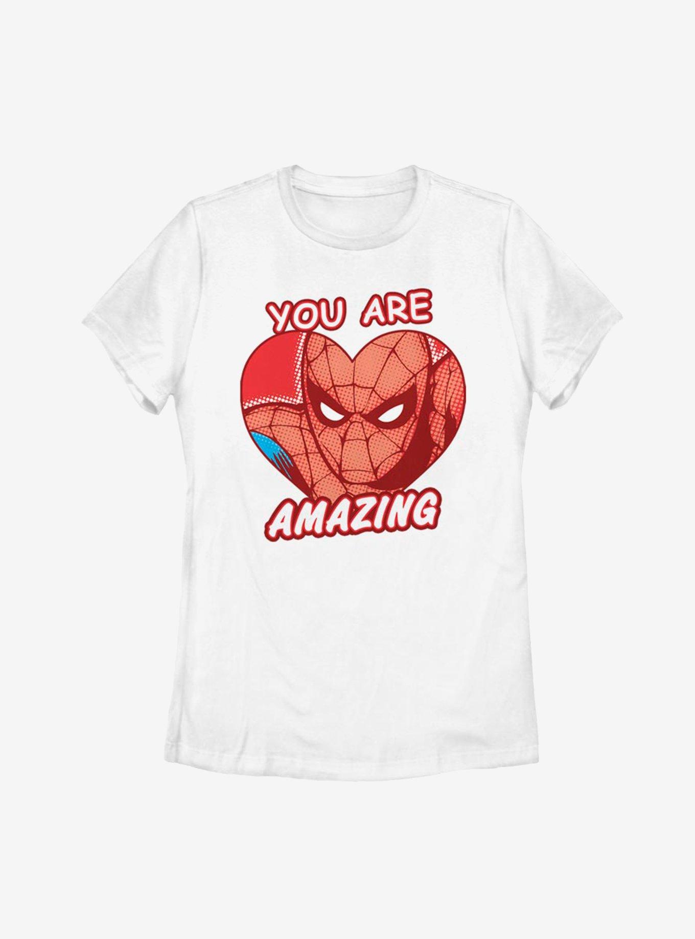 Marvel Spider-Man Amazing Heart Womens T-Shirt, WHITE, hi-res