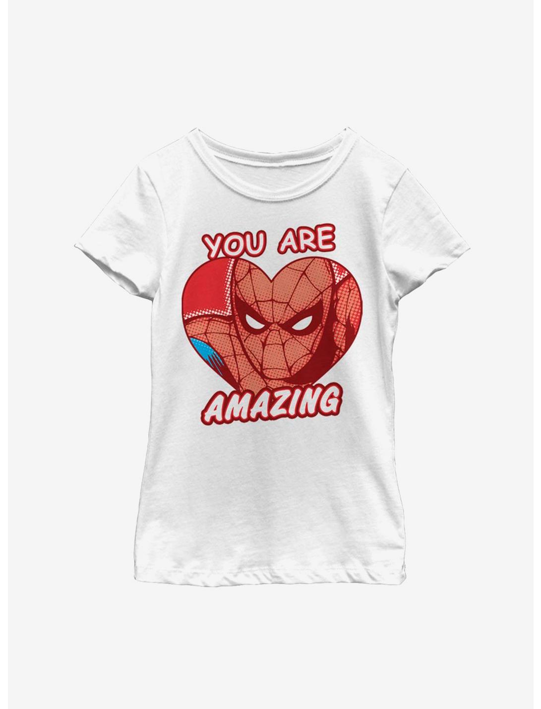 Marvel Spider-Man Amazing Heart Youth Girls T-Shirt, WHITE, hi-res