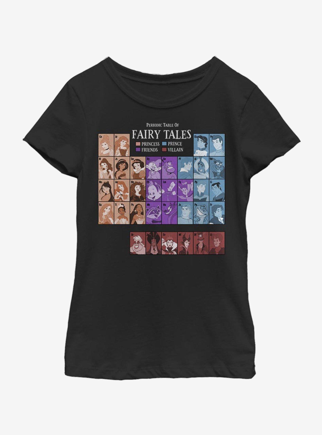 Disney Princesses Periodic Table Of Fairy Tales Youth Girls T-Shirt, , hi-res