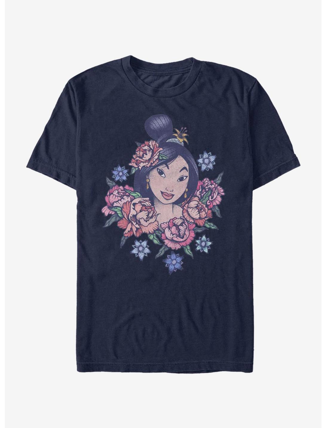 Disney Mulan Floral Warrior T-Shirt, NAVY, hi-res