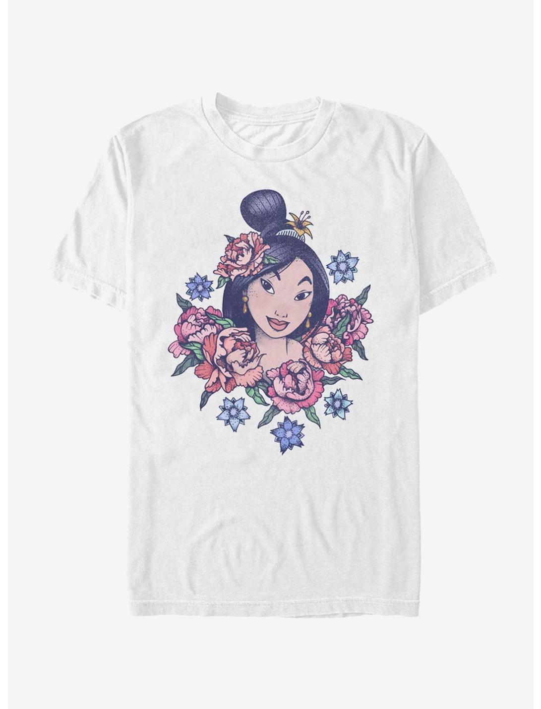 Disney Mulan Floral Warrior T-Shirt, WHITE, hi-res