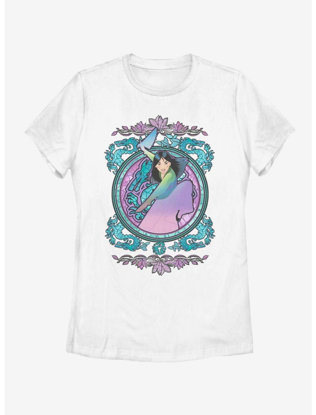 Disney Mulan Stained Glass Womens T-Shirt, WHITE, hi-res