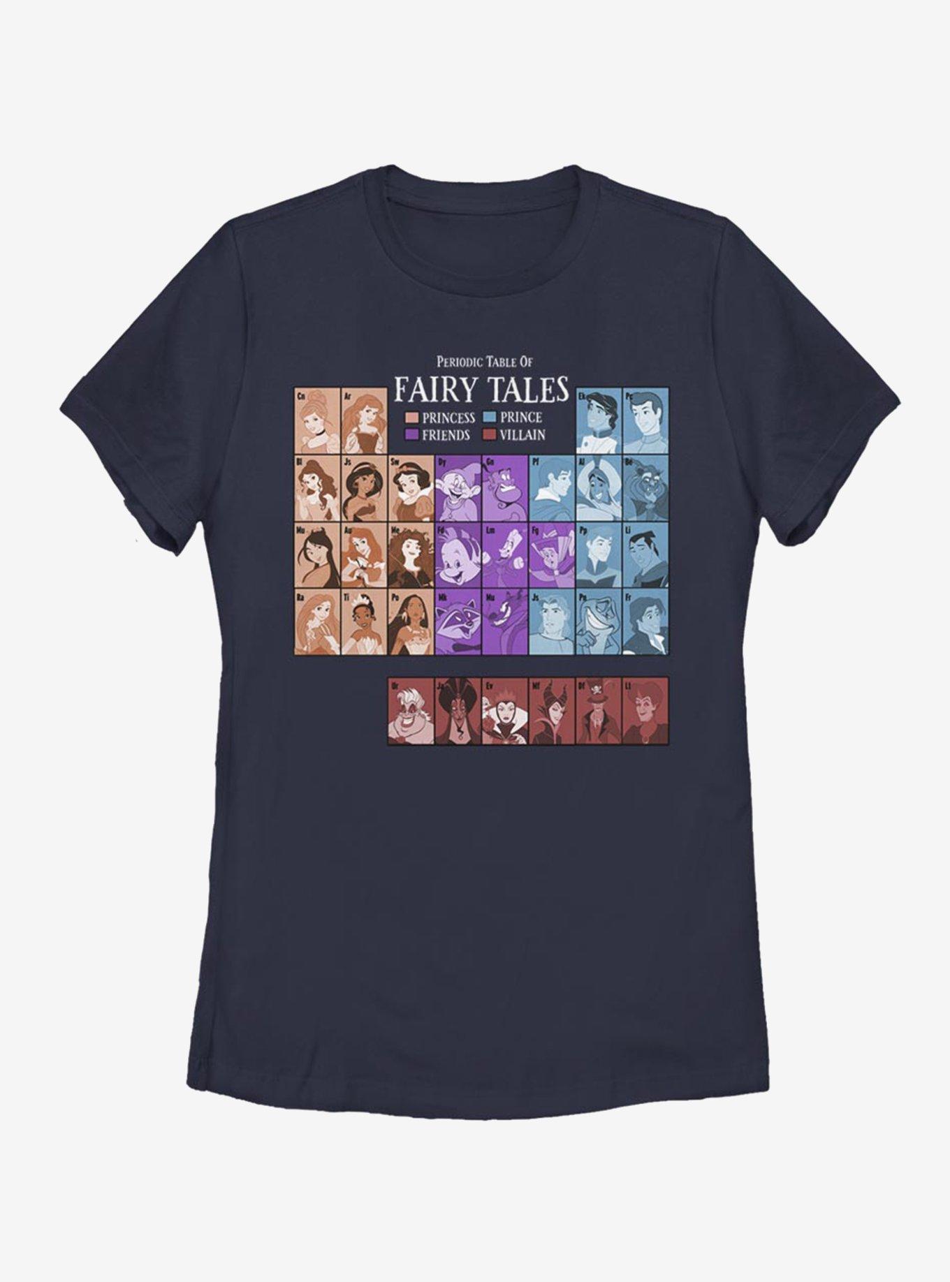 Disney Princesses Periodic Table Of Fairy Tales Womens T-Shirt, NAVY, hi-res