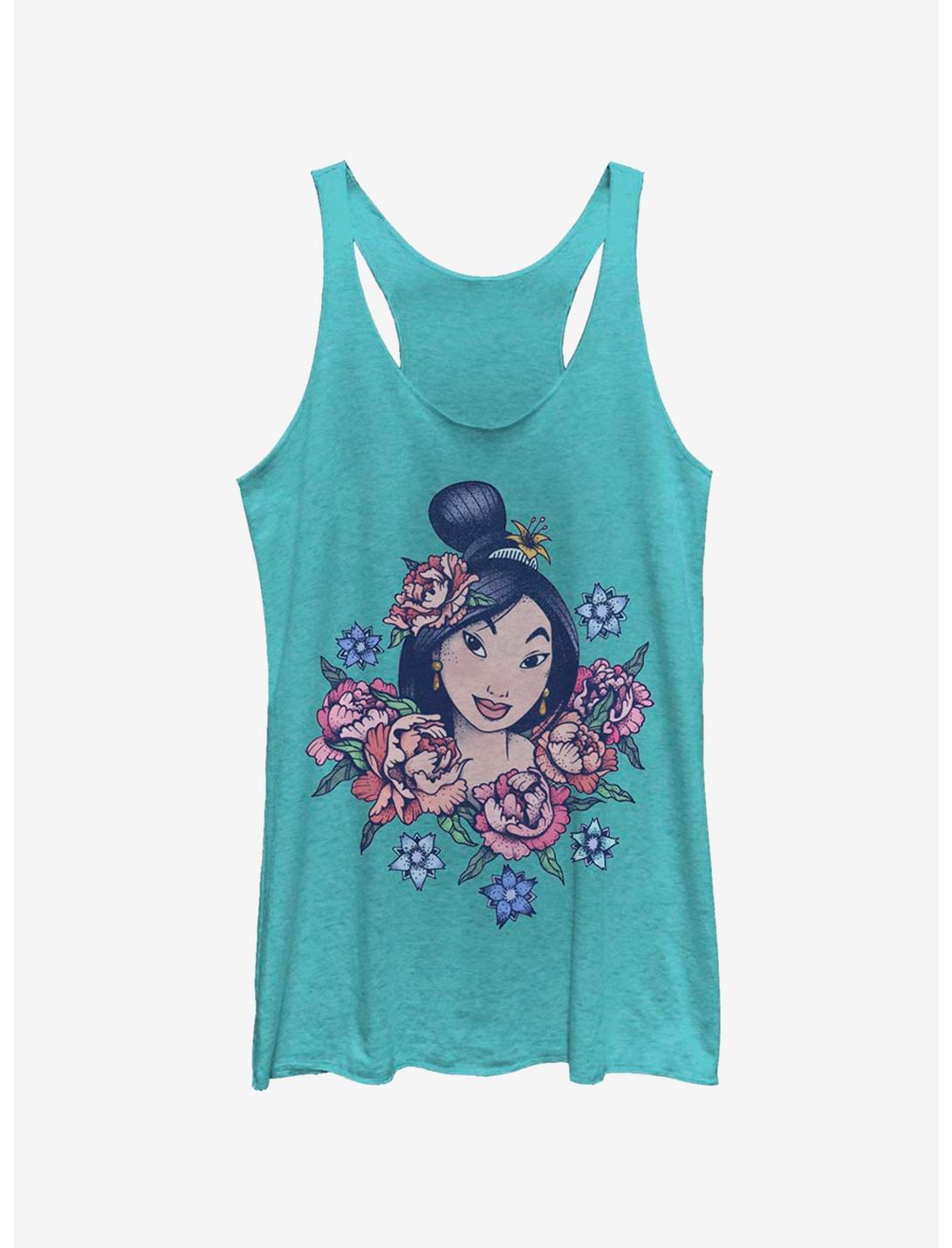 Disney Mulan Floral Warrior Womens Tank Top, TAHI BLUE, hi-res