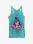 Disney Mulan Floral Warrior Womens Tank Top, TAHI BLUE, hi-res