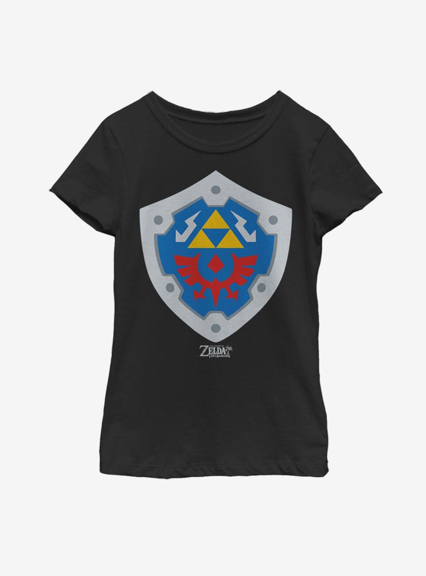 Nintendo The Legend of Zelda: Link's Awakening Hylian Shield Youth Girls T-Shirt, BLACK, hi-res