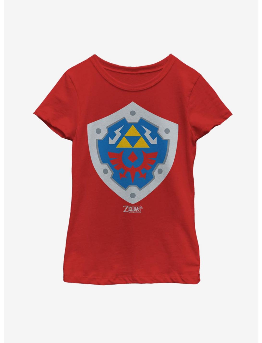 Nintendo The Legend of Zelda: Link's Awakening Hylian Shield Youth Girls T-Shirt, RED, hi-res