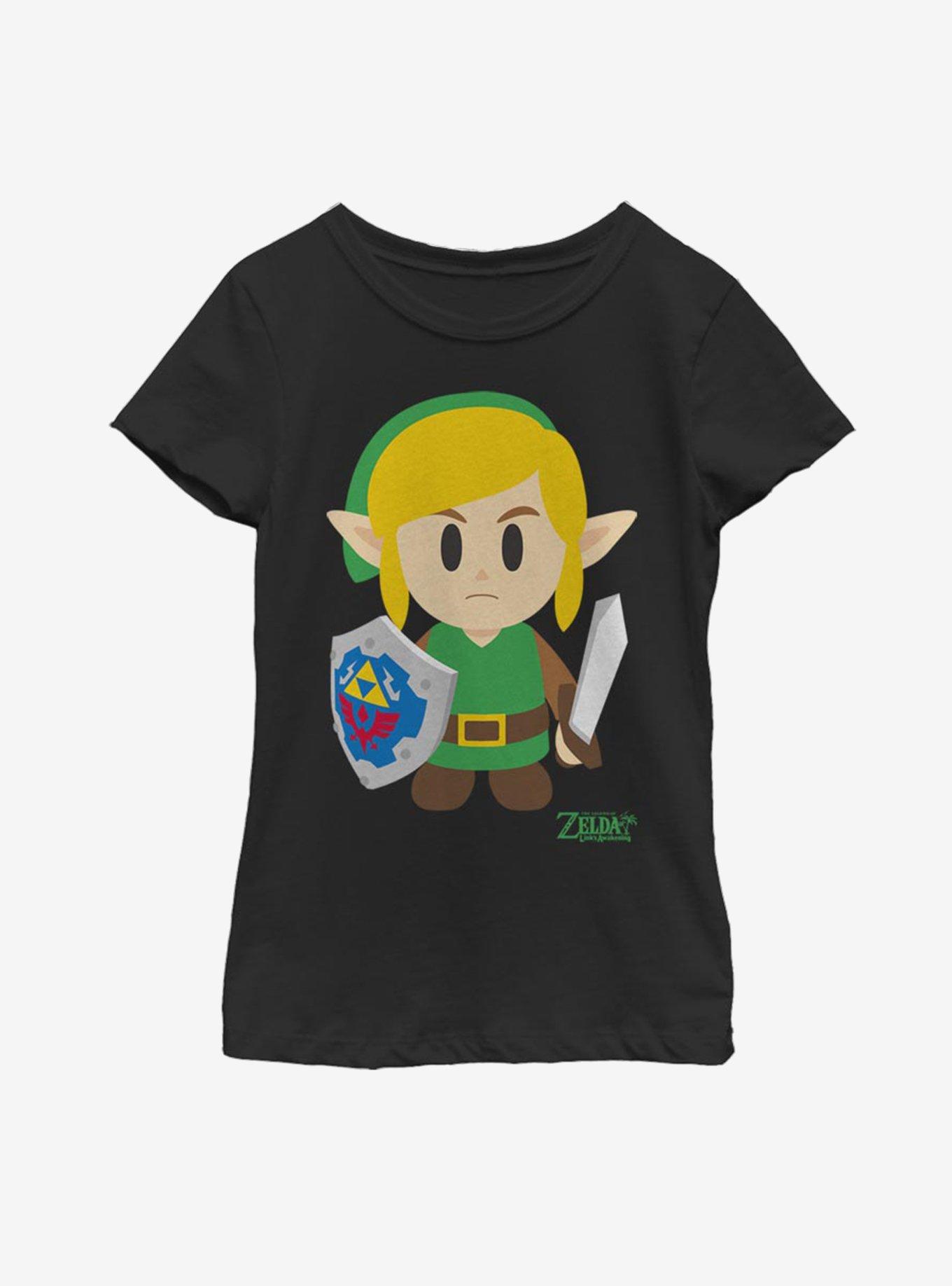 Nintendo The Legend of Zelda: Link's Awakening Link Avatar Color Youth Girls T-Shirt, BLACK, hi-res