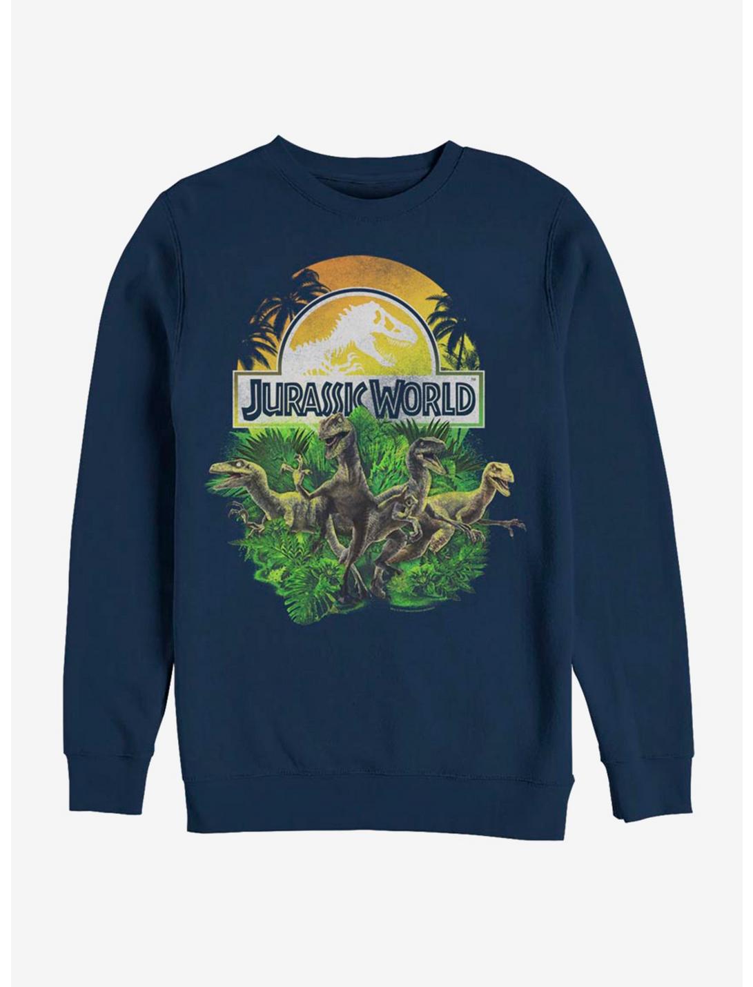 Jurassic World Distressed Plastic Jungle Sweatshirt, NAVY, hi-res